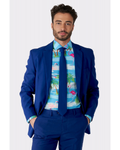 Navy blue men's suit worn by man