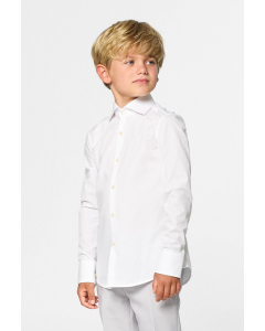 Long sleeve white shirt for boys worn by boy