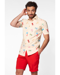Man wearing Summer shirt with beach icons