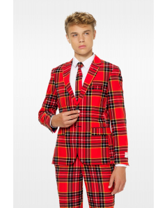 Red plaid suit for teen boys worn by teen