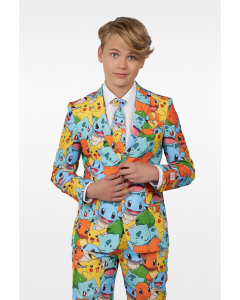 Teen boy wearing Pokemon print suit