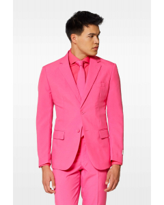 Pink men's suit worn by man