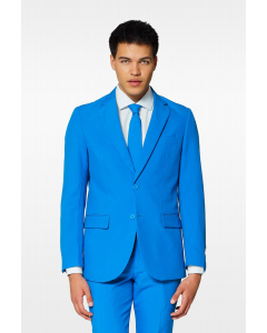 Bright blue men's suit worn by man