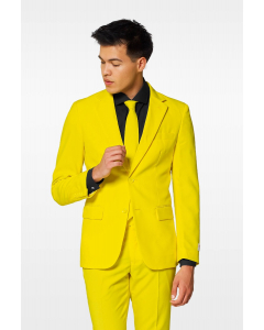 Bright yellow men's suit worn by man