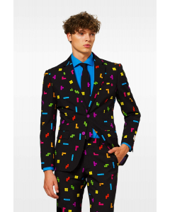 Tetris style men's suit worn by man