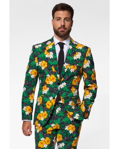 Man wearing flower print men's suit
