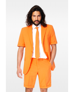 Short sleeved orange summer suit worn by man