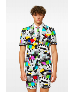 Short-sleeved test screen summer suit worn by man