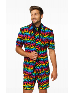Multi-color summer pride short-sleeved suit Wild Rainbow worn by men