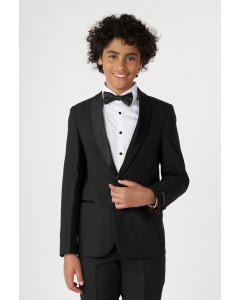 Teen boy wearing black tuxedo